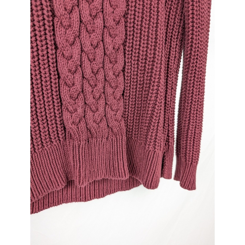 Nautica Cable Knit Heavyweight Crewneck Sweater Size L Maroon Cottagecore Granny - Picture 4 of 10
